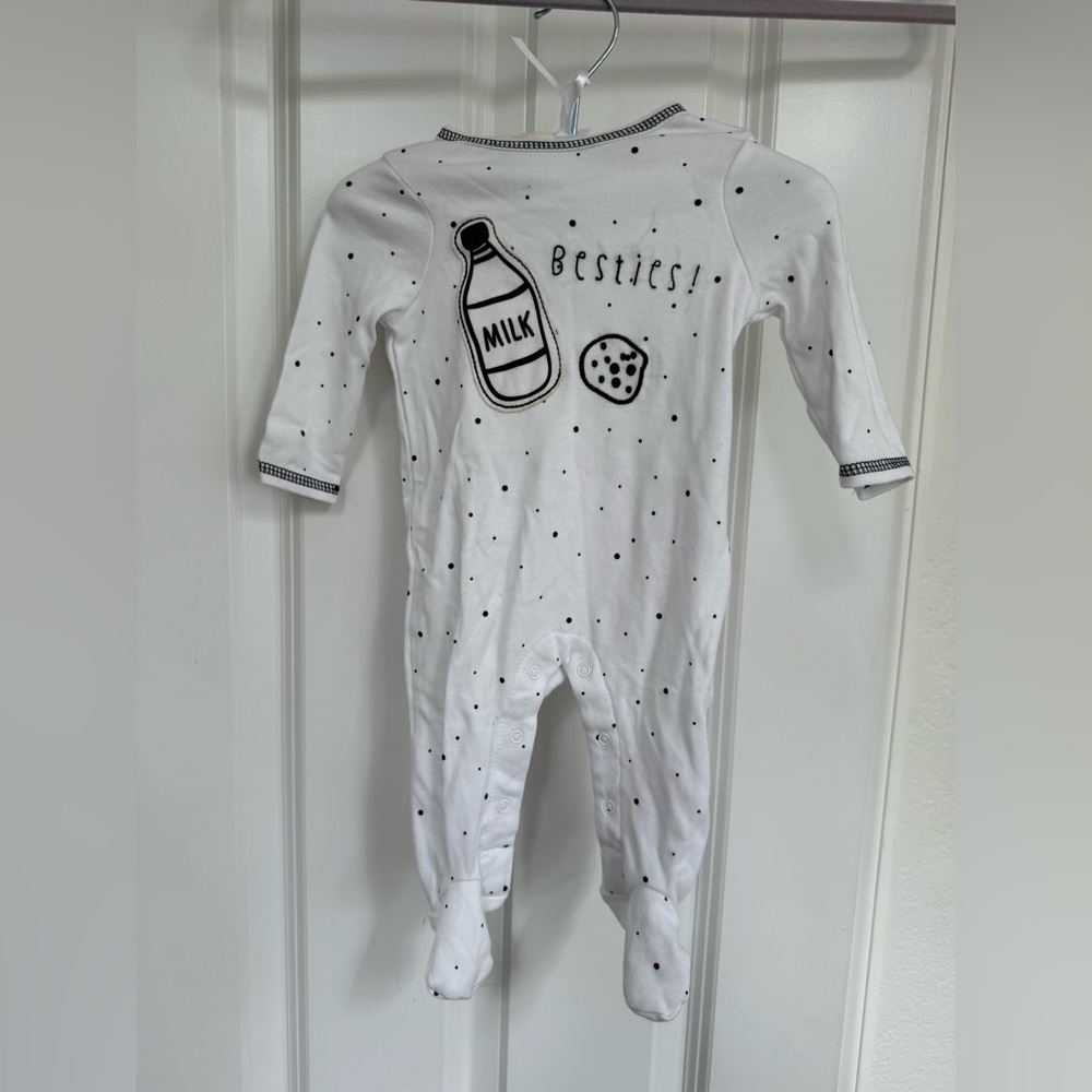 FWP White Polka Dot Baby Milk 🥛 & Cookies 🍪 One Piece